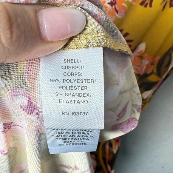 Donna Morgan Women’s Floral Print Yellow Dress Belted size 14 - Picture 5 of 10